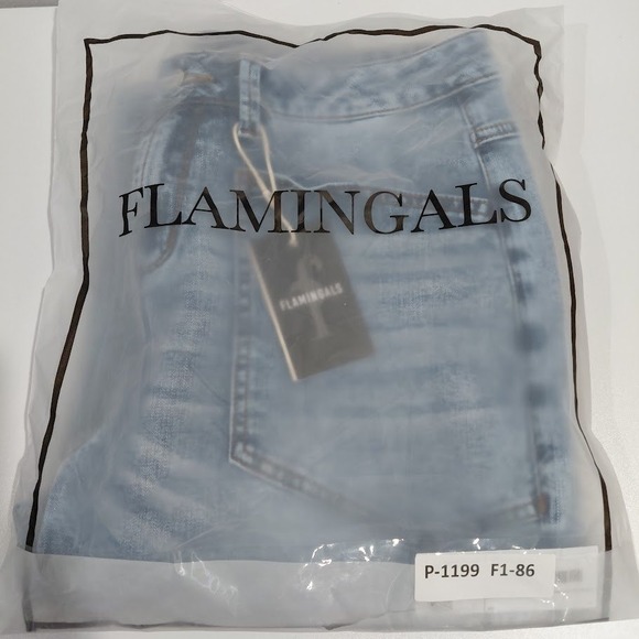 Flamingals Womens Floral Embroidered Wide Leg Cropped Jeans Light Wash Size L - Picture 12 of 16